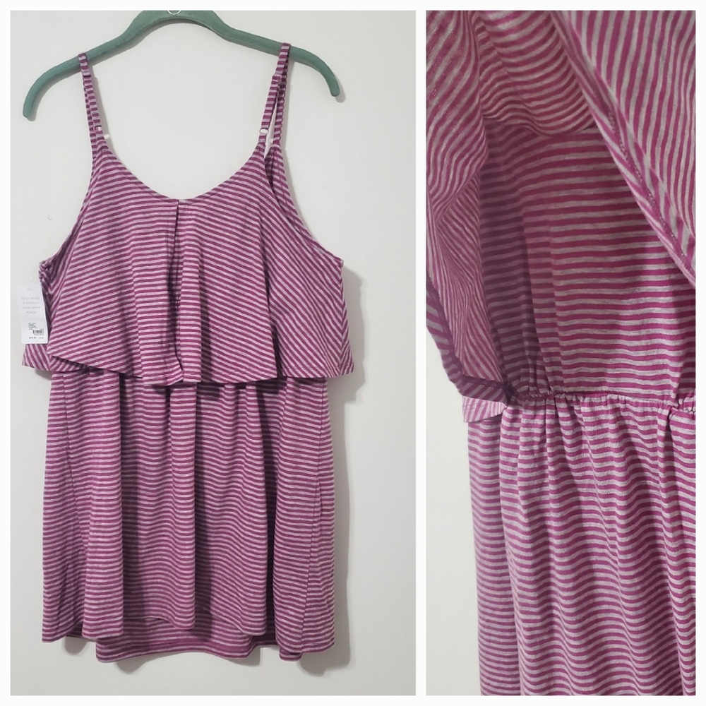 Cacique Pink Gray Striped Sleep Cami Jogger Set Size 14/16 NEW - Picture 5 of 10